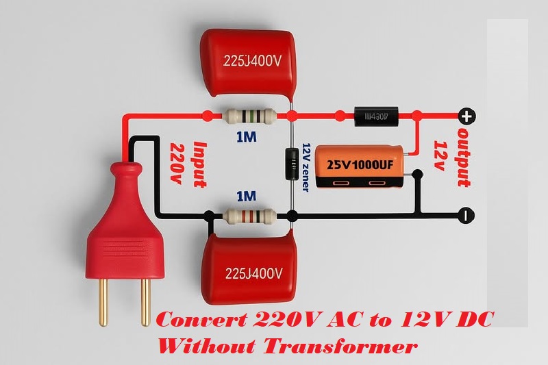 220V AC to 12V DC Capacitor Power Supply Circuit