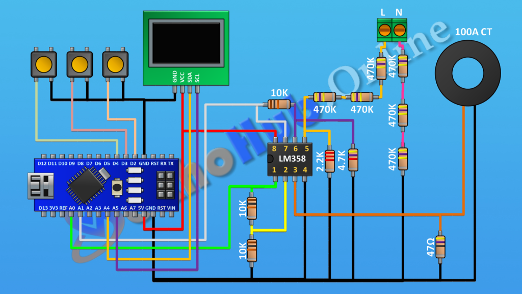 AC Volt Ampere Meter Circuit Diagram