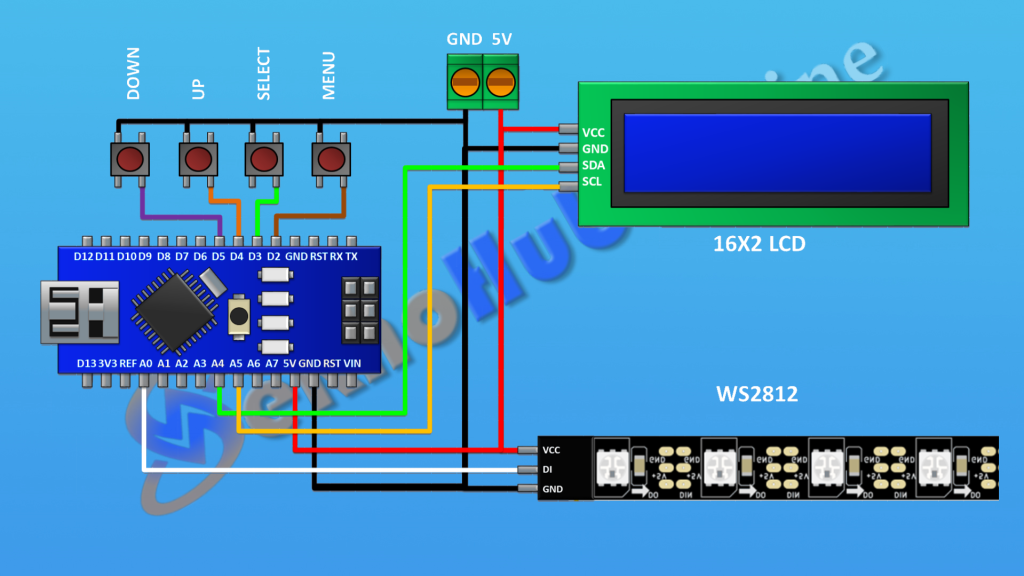 DIY Addressable LED Controller Using Arduino Circuit Diagram