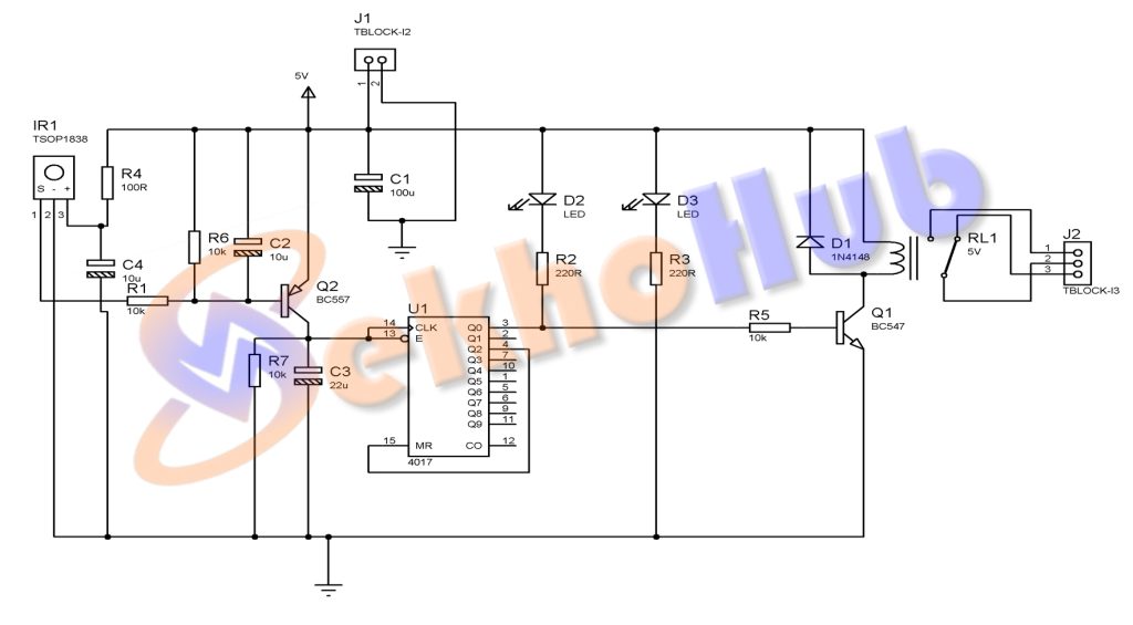Simple IR controlled on off relay switch project