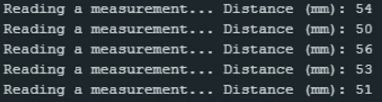 Arduino Serial Monitor showing distance readings.1