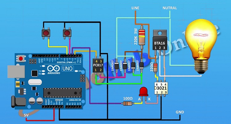 Digital Lamp Dimmer with TRIAC