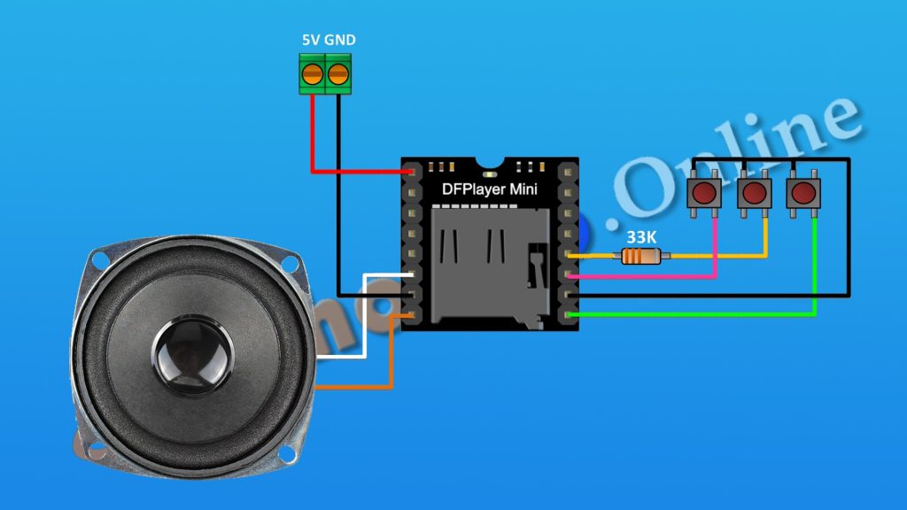 How to Make a Simple MP3 Player Using DFPlayer Mini Module Circuit Diagram