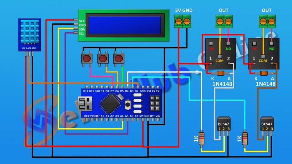 Temperature Humidity Controller Using Arduino Circuit Diagram