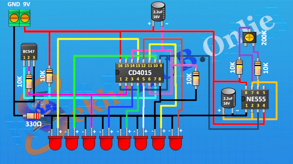 DIY LED Chaser Circuit Using CD4015