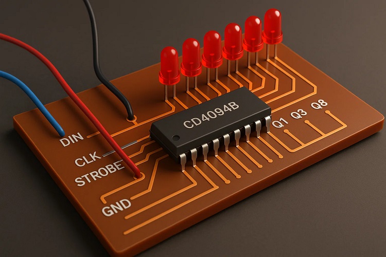 CD4094 shift register circuit